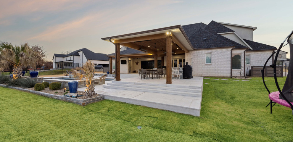 patio cover roman carvestone overlay patio and outdoor kitchen