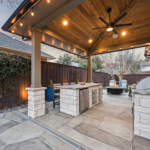patio cover outdoor kitchen grilling area and bar carvestone overlay patio