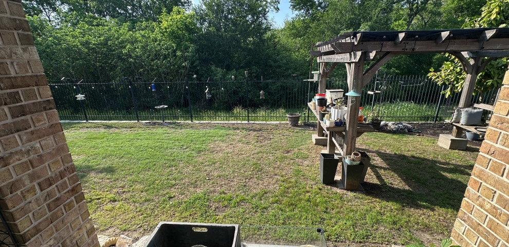open gable patio cover outdoor kitchen privacy wall and carvestone overlay patio