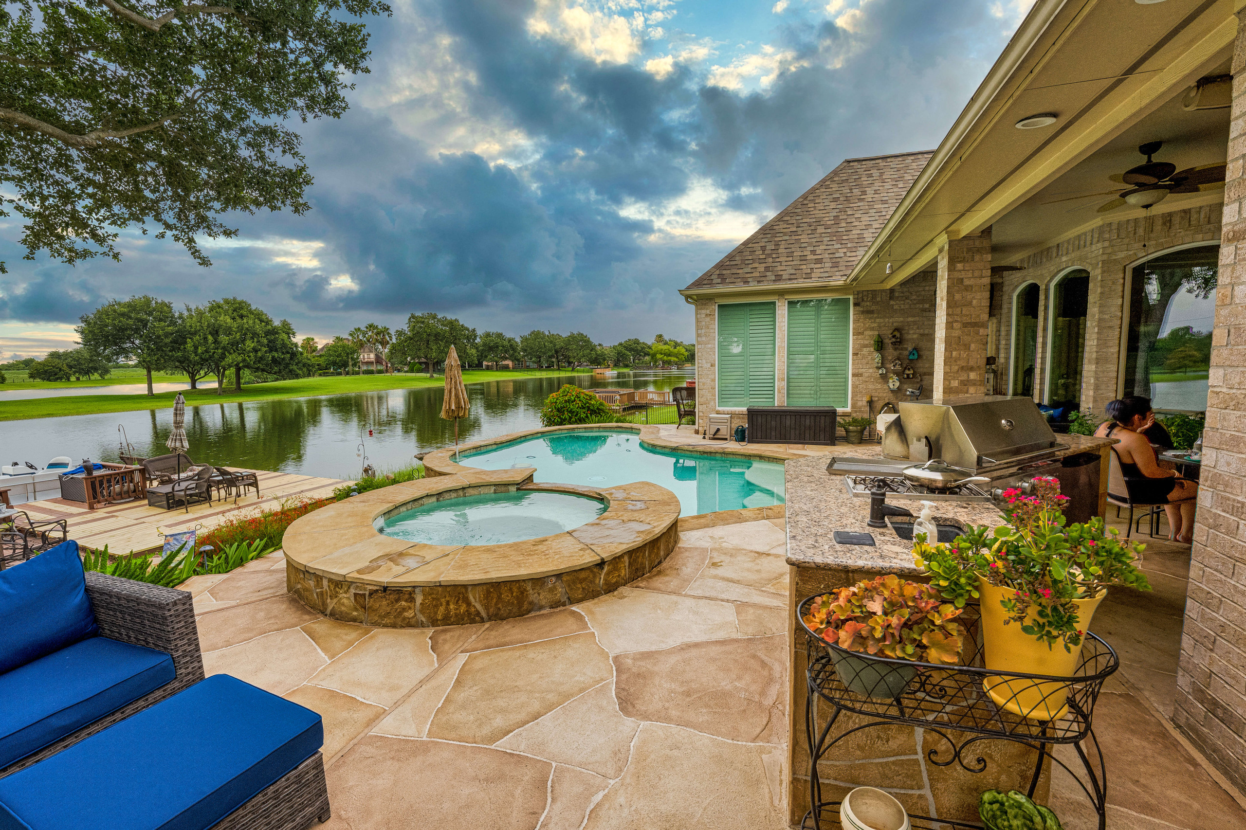 Carvestone pool deck flagstone design idea Houston Texas