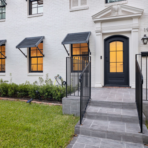 Modern grey carvestone design style walkway front entryway