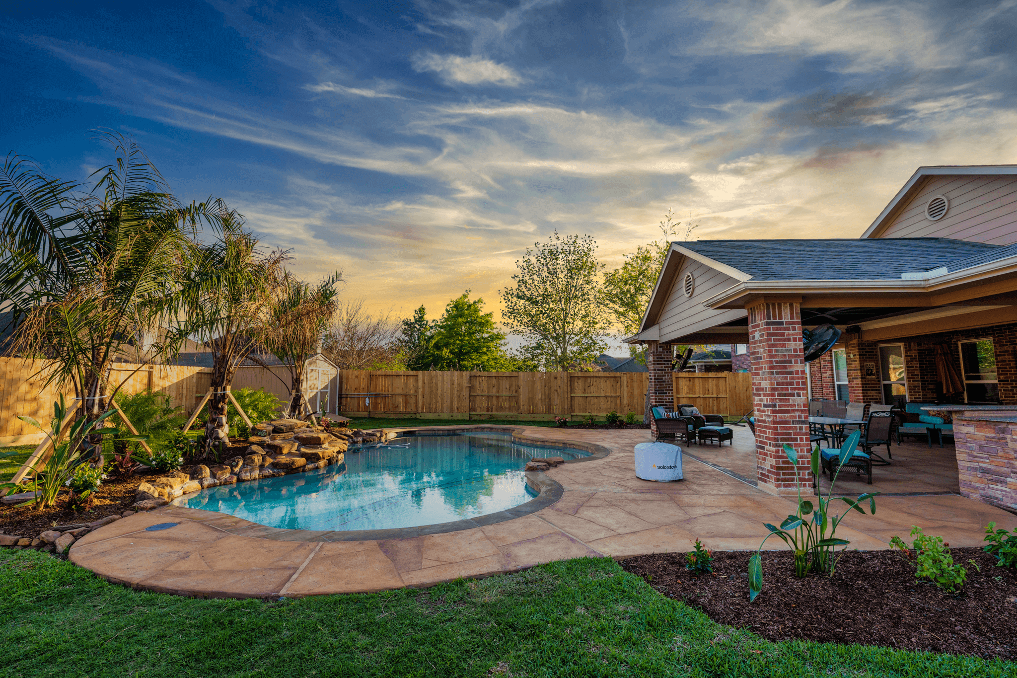 Carvestone pool decking overlay decorative concrete design hand-troweled and hand-carved product