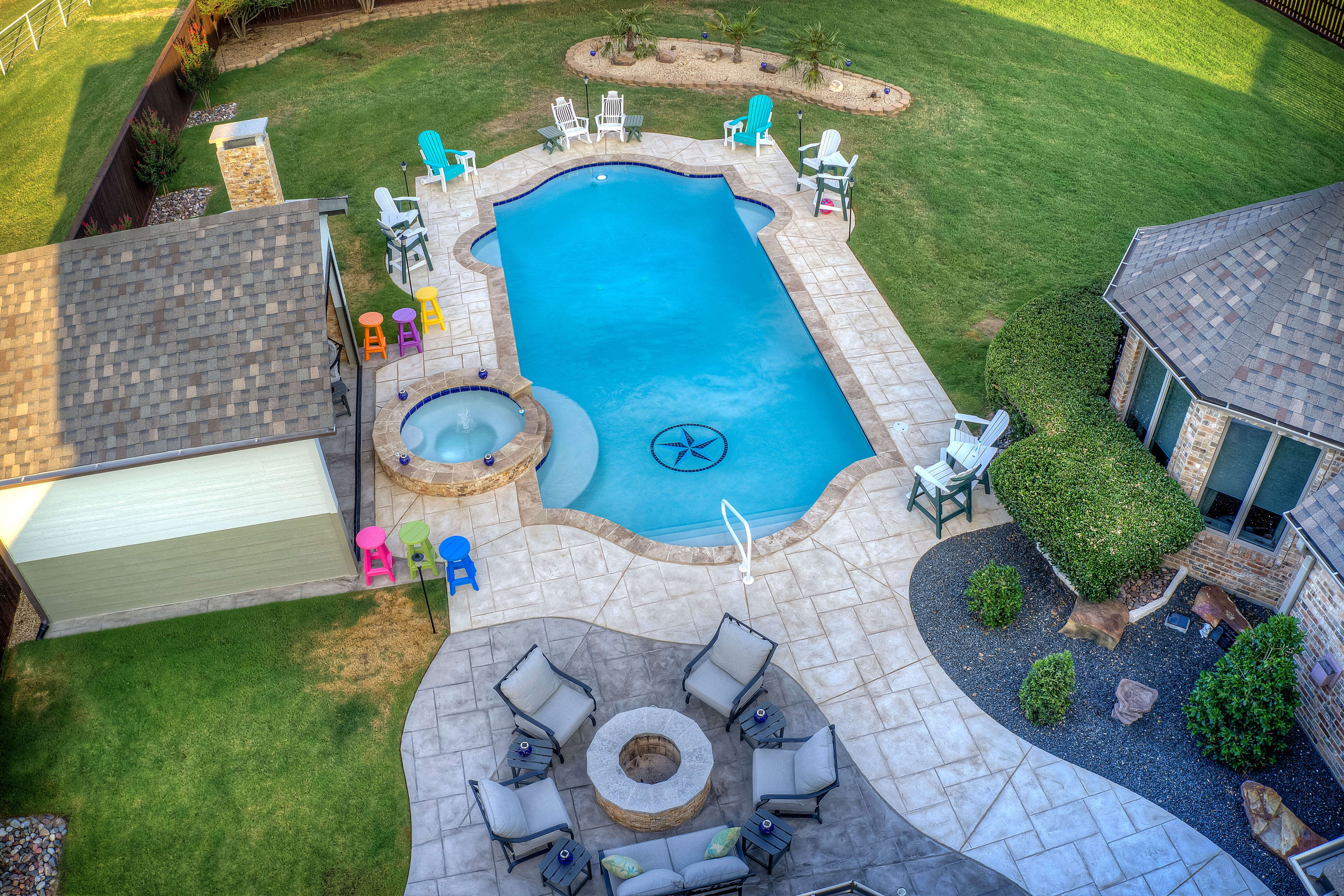 carvestone decorative concrete overlay product Dallas backyard pool deck