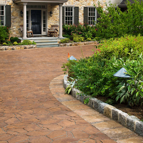 Stone paver driveway durable custom hardscape