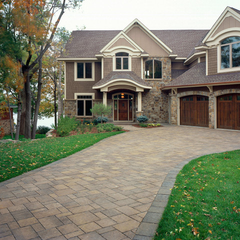 Elegant and classic paver driveway custom built hardscape