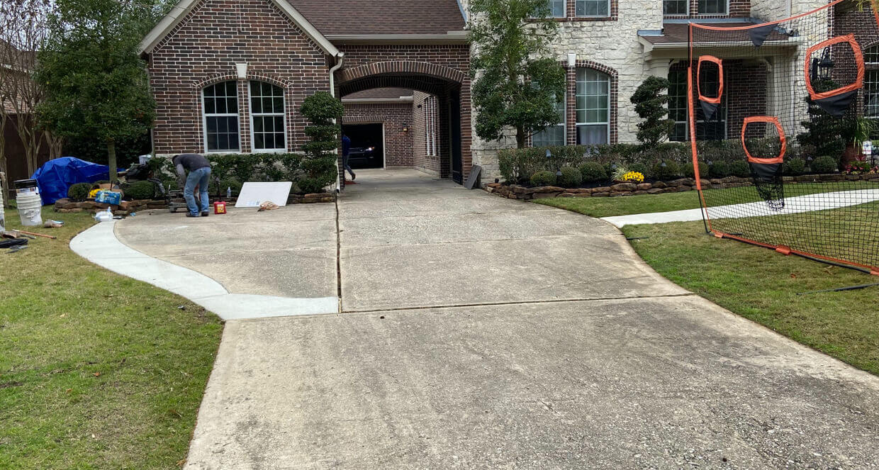 carvestone overlay on concrete driveway update transformation design idea