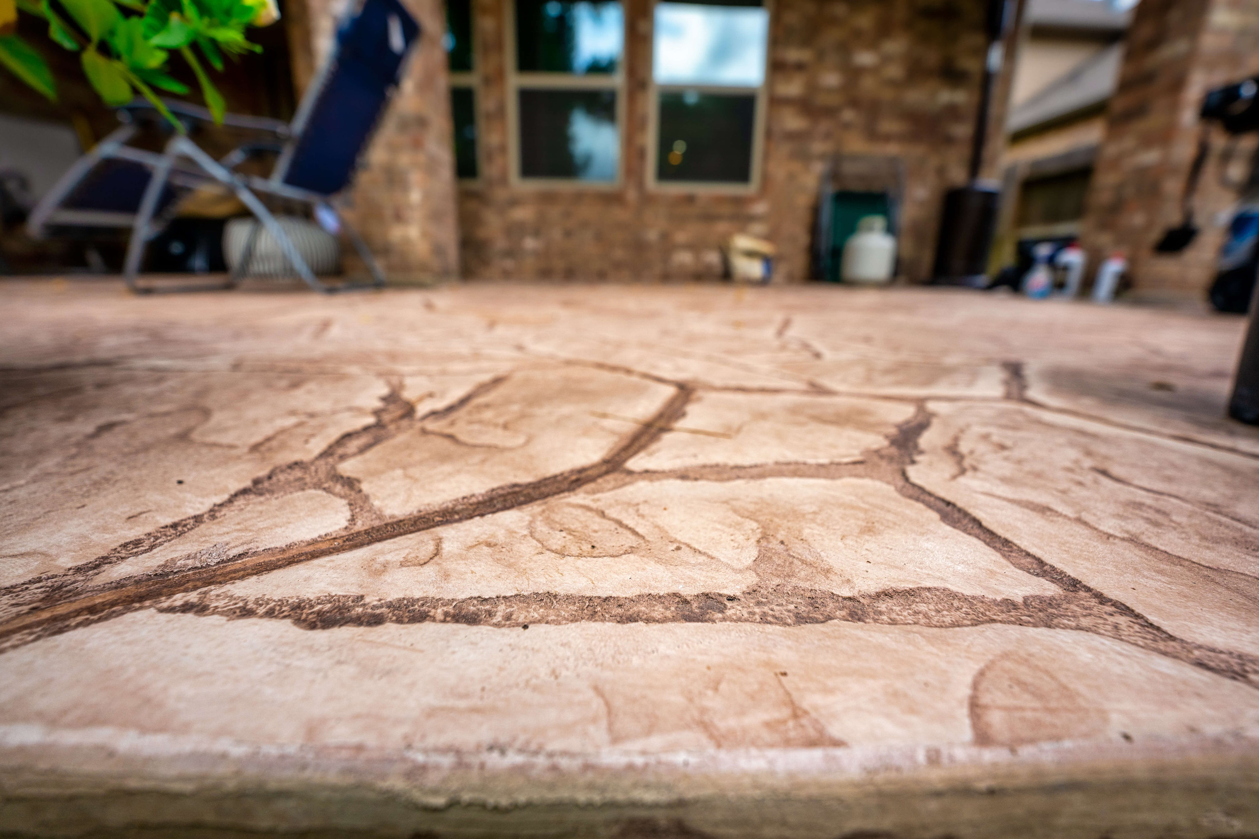 decorative stamped concrete design patio idea