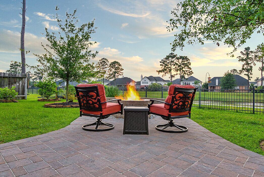 Durable patio with pavers and firepit