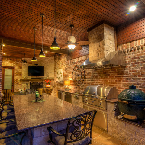 Outdoor kitchen and grill area