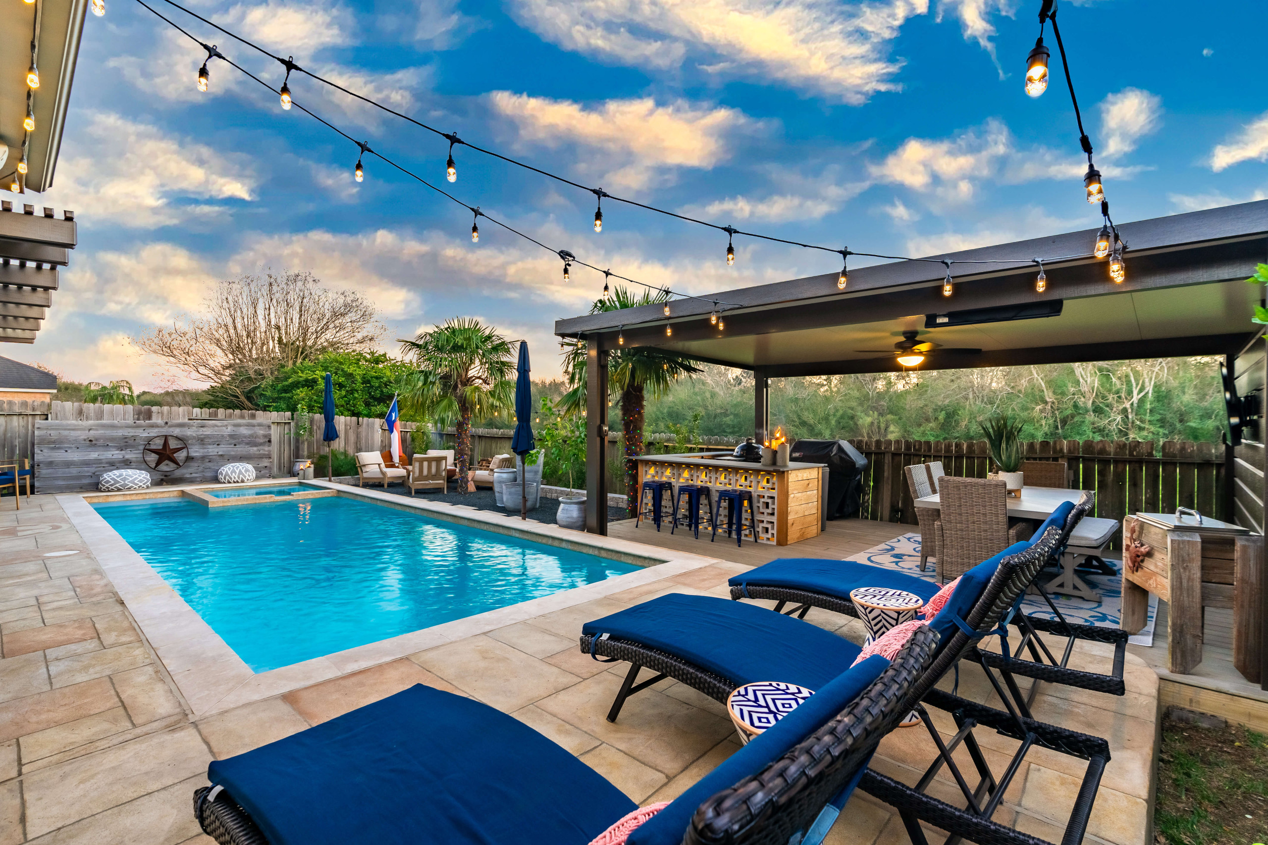 Backyard pool and outdoor kitchen