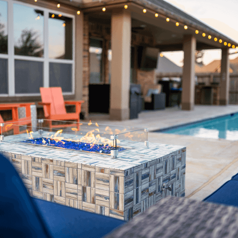 Mosaic fire pit design idea backyard oasis