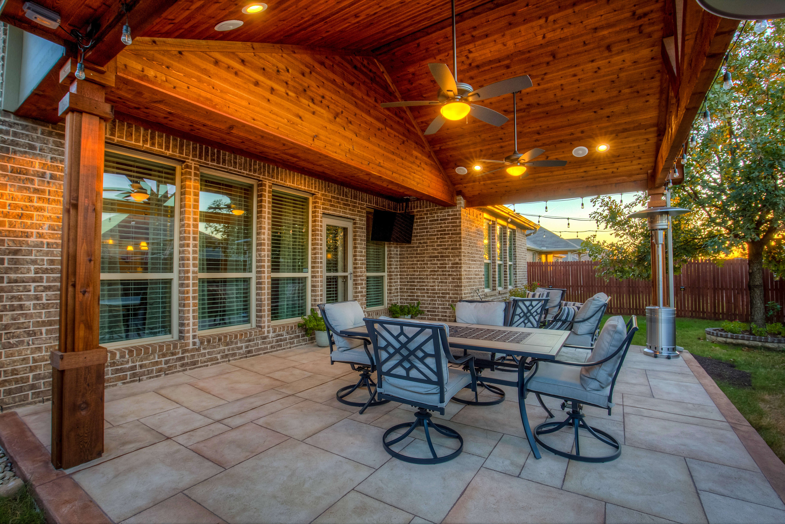 Covered patio extension with seating area