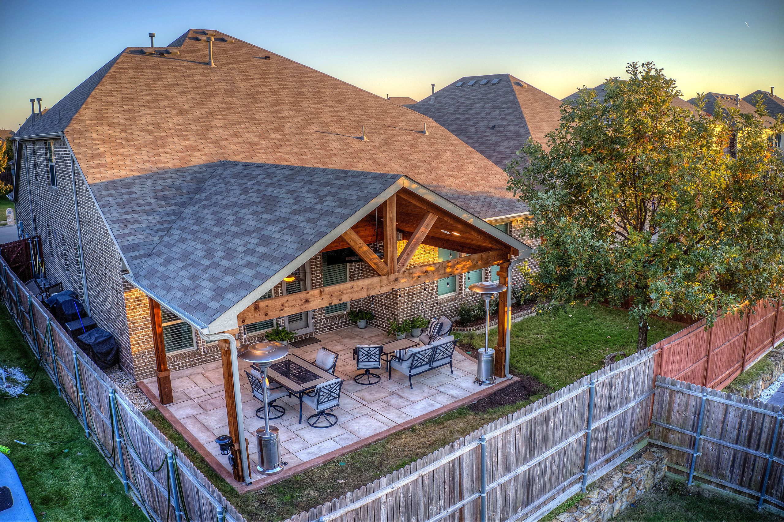 Covered patio extended from house