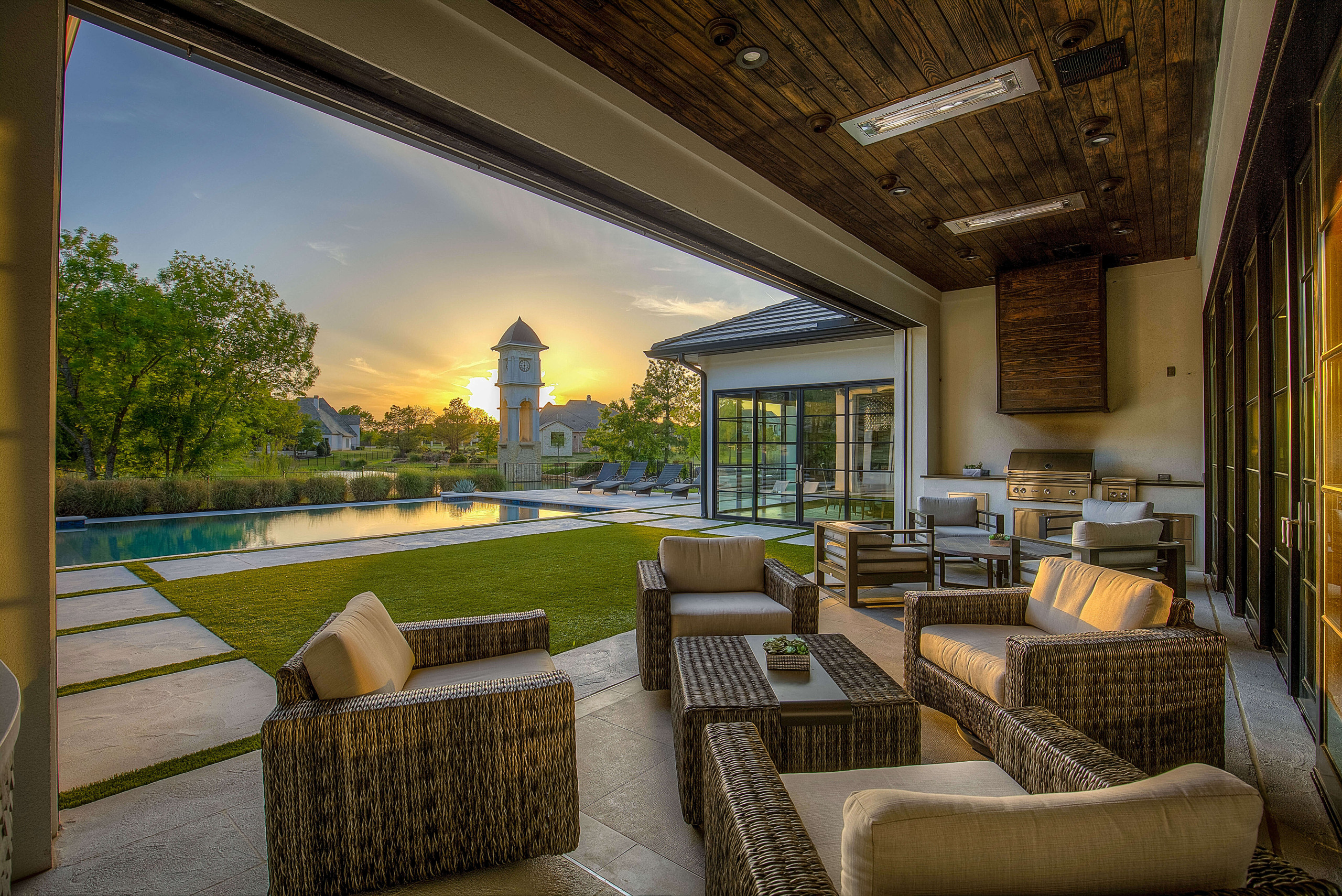 Covered patio with outdoor furniture seating area