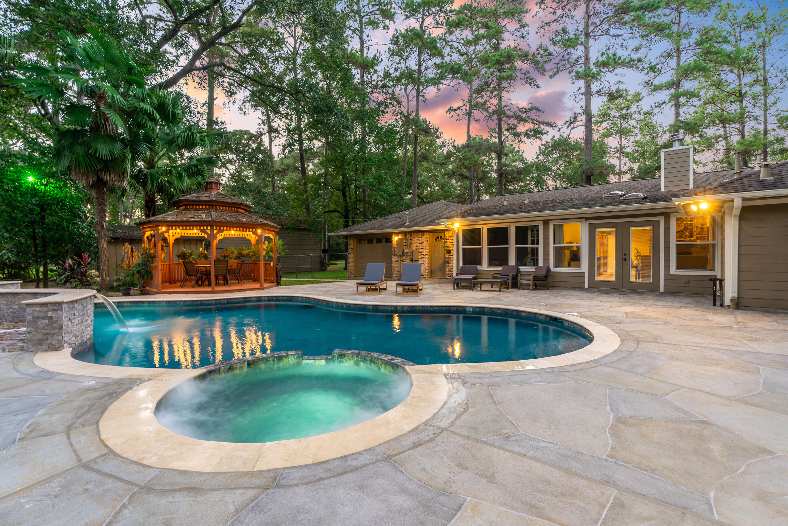 Pool remodel construction design idea carvestone pool decking Houston Texas