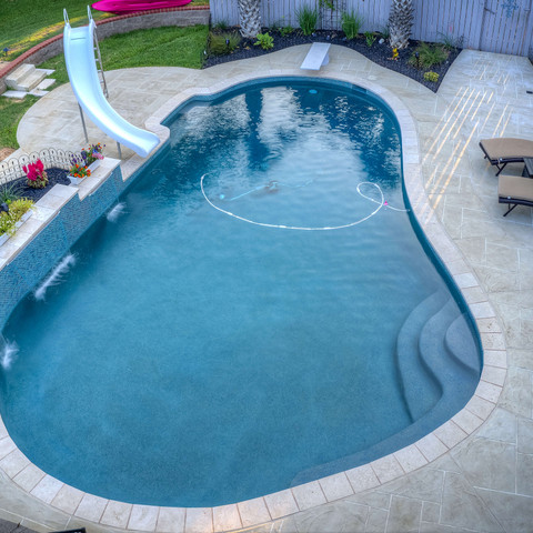 Aerial pool shape design idea Dallas Texas