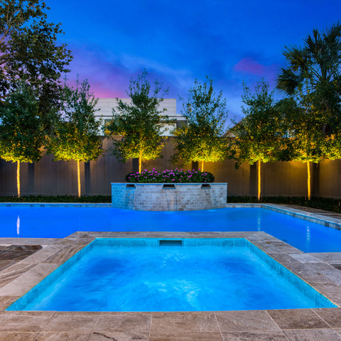 Pool remodel construction design custom travertine Houston Texas