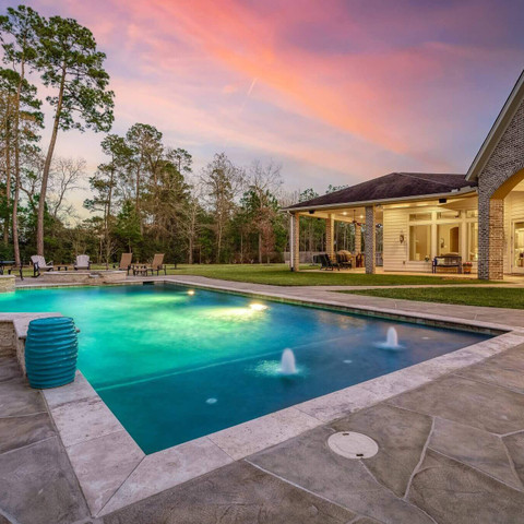 Houston pool remodel construction water fountain features design