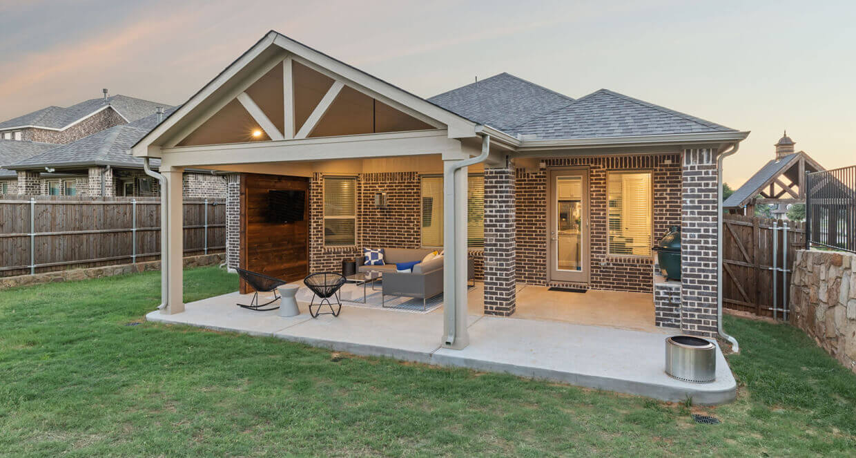 covered patio gable style design idea outdoor living room