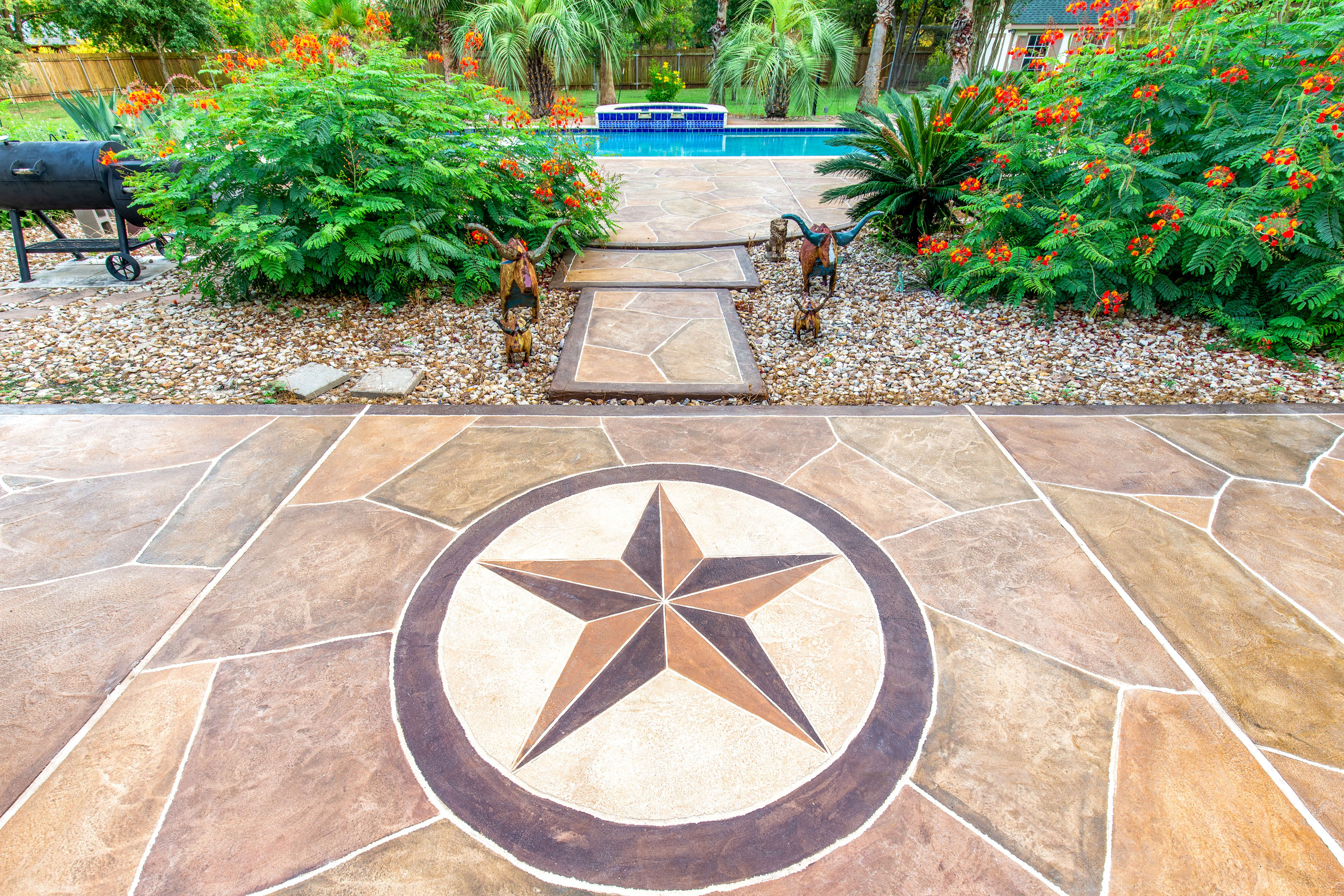 Custom carvestone overlay product Texas Star hand-carved design