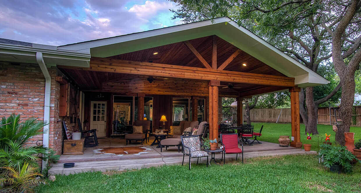 Patio cover addition backyard transformation construction Texas