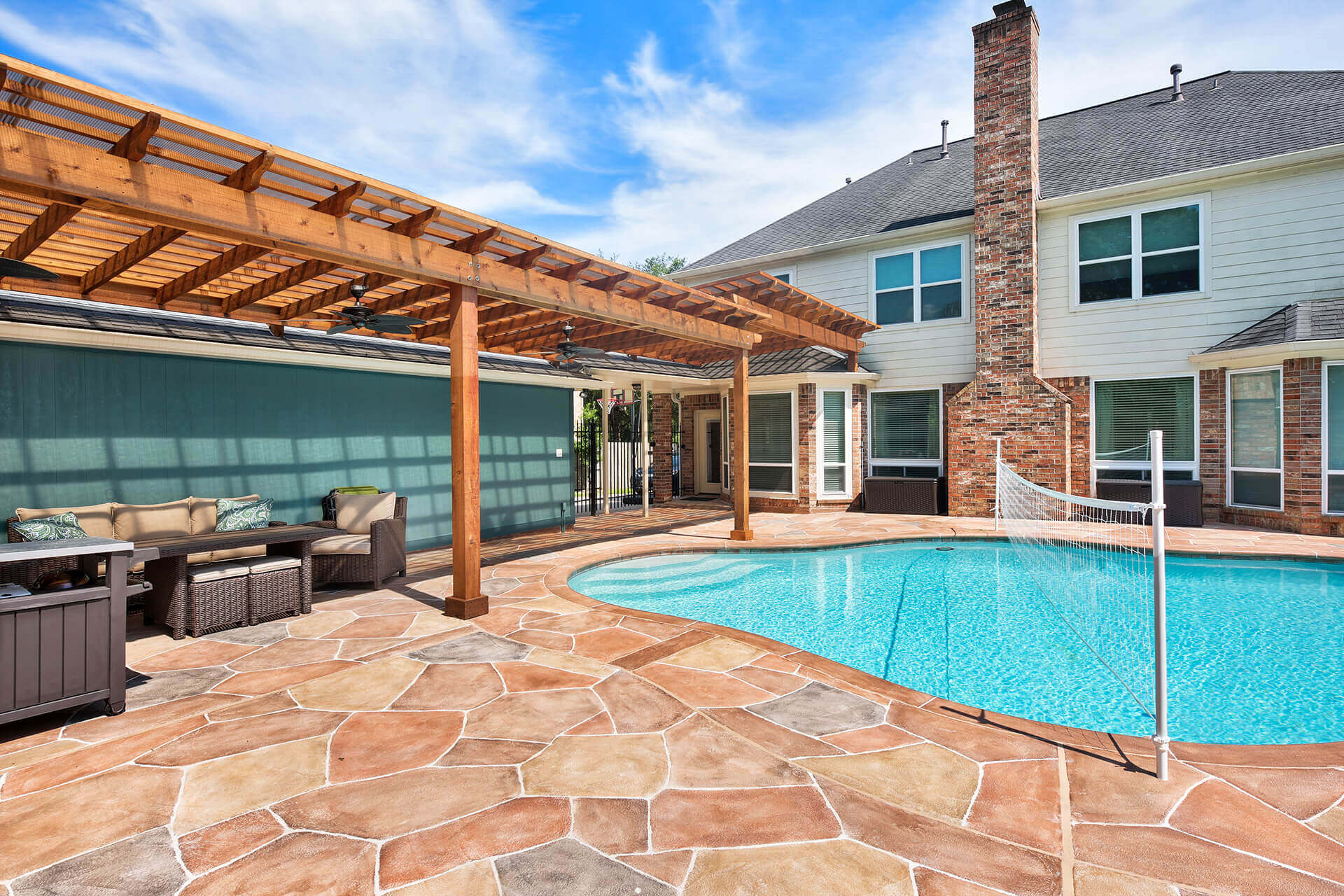 Carvestone pool deck slip resistant custom design