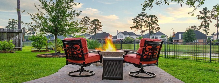Durable patio with pavers and firepit