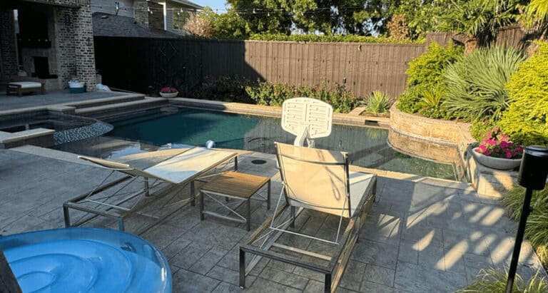 Before view of pool patio before outdoor update