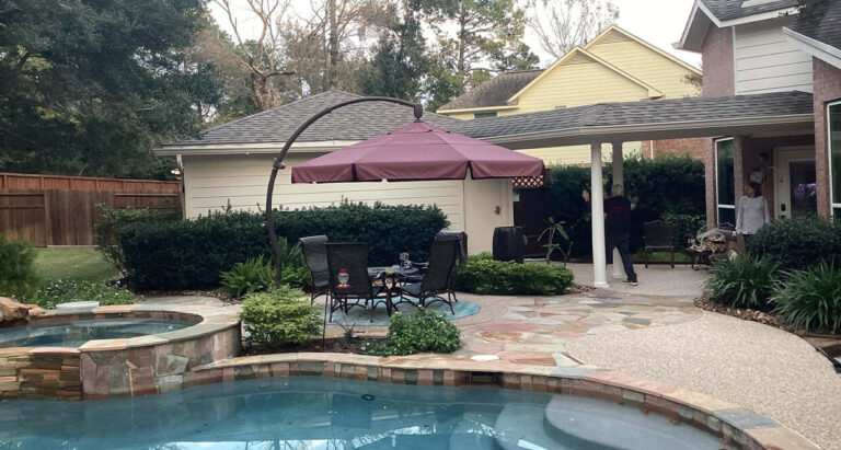 Before view of pool patio before outdoor update