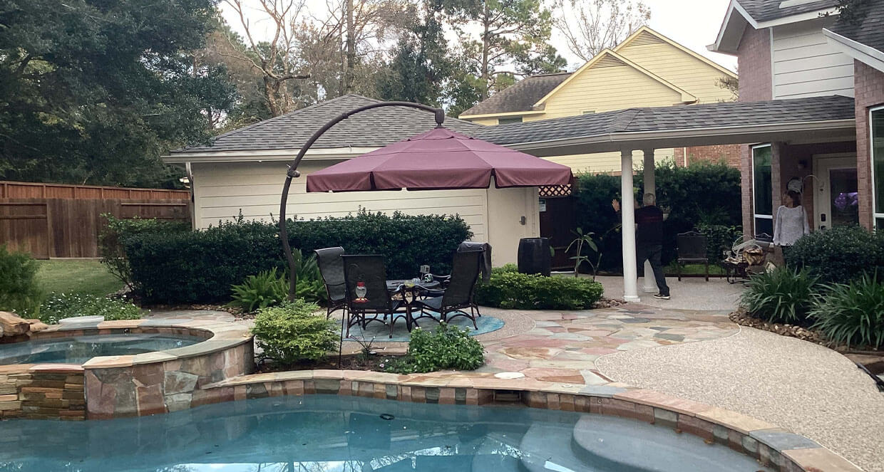 Before view of pool patio before outdoor update