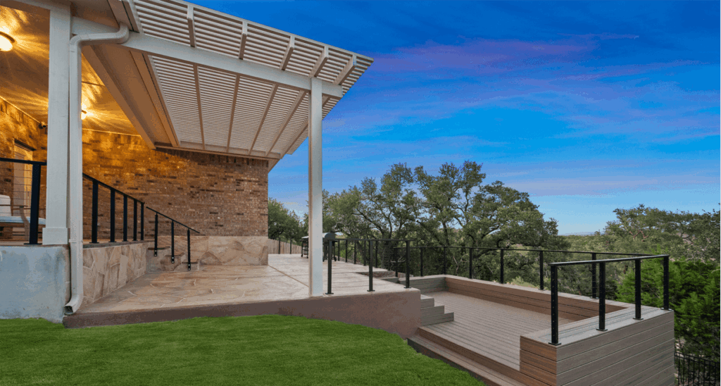 After view of covered patio with backyard seating