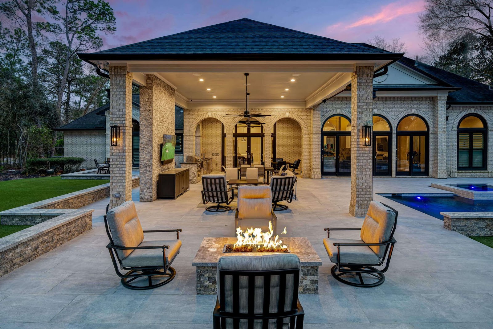 elegant dallas fort worth patio design with covered patio dining area
