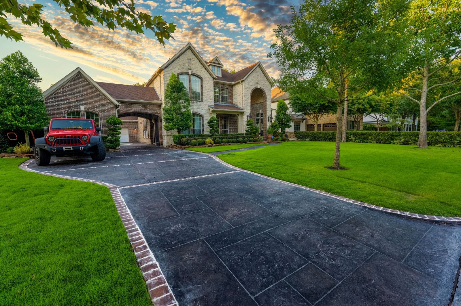 executive black carvestone and brick driveway overlay