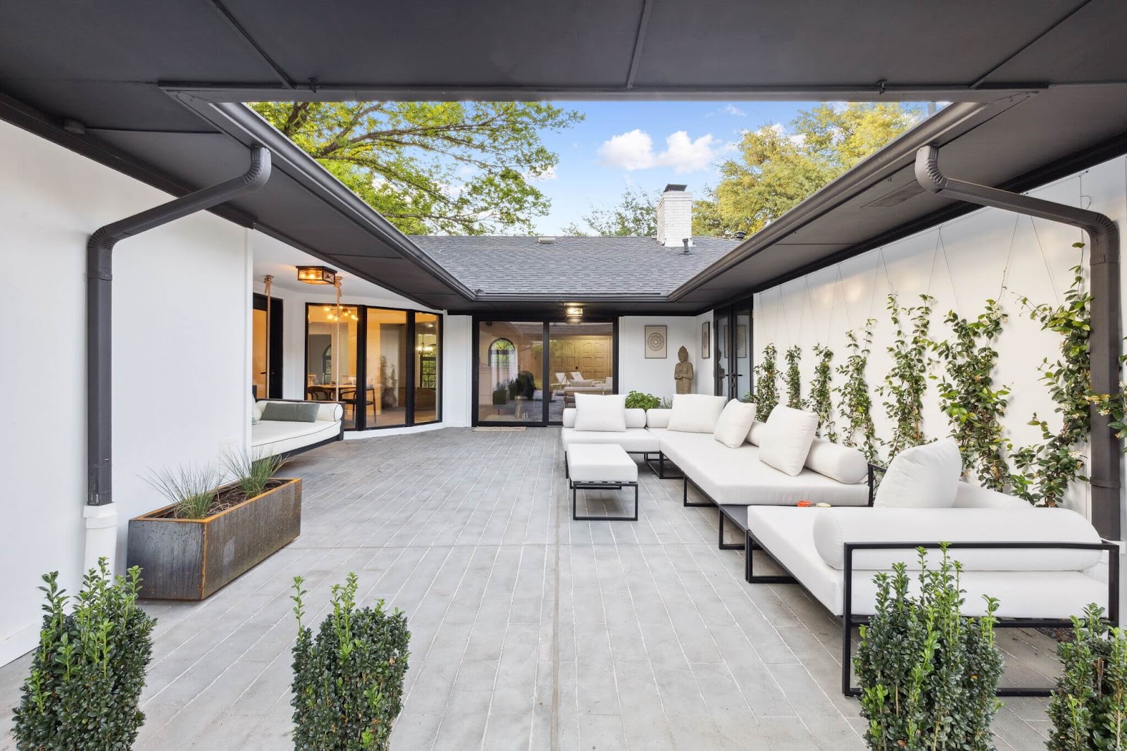 dallas patio design white furniture modern transitional backyard