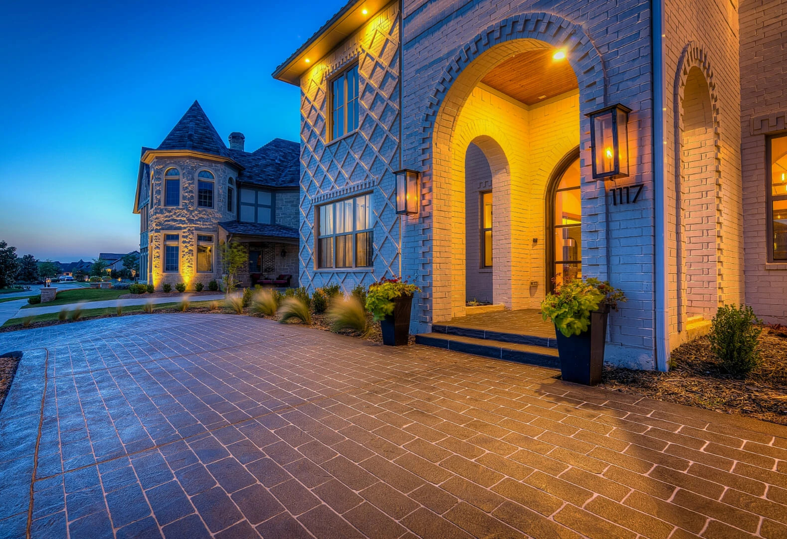 modified concrete overlay and pavers for texas driveway