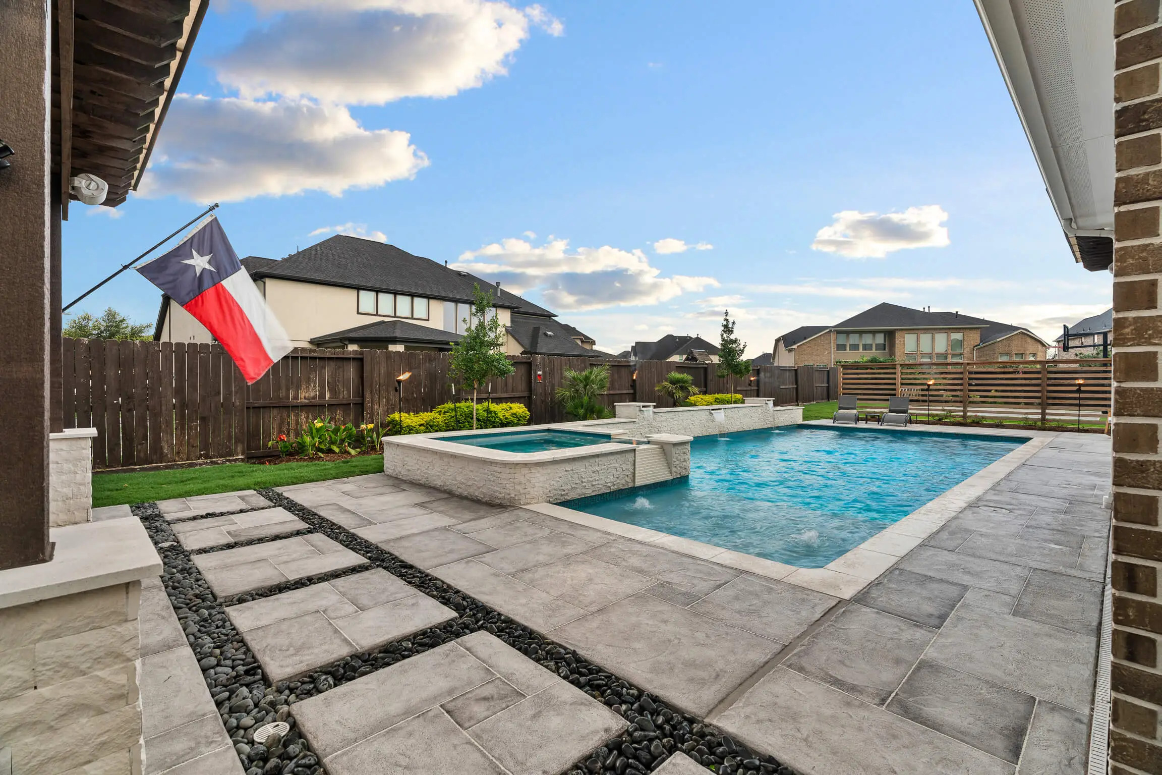 concrete paver patio and pool deck area, allied outdoor solutions